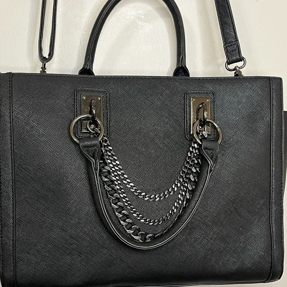 Just Fab Bradley Satchel black size 14.5”L X 10.5” H X 5.5” D almost new new - Picture 6 of 16